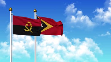 Kutuptaki ANGOLA ve EAST TIMOR bayrakları alfa kanalı ile birlikte sallanıyor