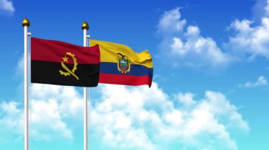 Kutuptaki ANGOLA ve Ekvador bayrakları alfa kanalı ile birlikte sallanıyor