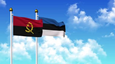 ANGOLA ve Estonya 'nın bayraklarını alfa kanalı ile birlikte kutupta sallamak