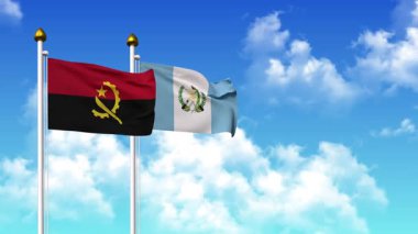 Alfa kanalı da dahil olmak üzere kutupta ANGOLA ve GUATEMALA bayrakları dalgalanıyor