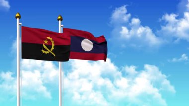 Kutuptaki ANGOLA ve LAOS bayrakları alfa kanalı ile birlikte sallanıyor