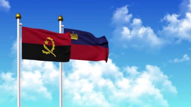 Kutupta ANGOLA ve LIECHTENSTEIN 'in bayrakları dalgalanırken alfa kanalı da dahil