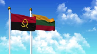 Kutupta alfa kanalı dahil ANGOLA ve LITHUANIA bayrakları dalgalanıyor