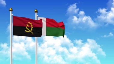 Kutuptaki ANGOLA ve MADAGASCAR bayrakları alfa kanalı ile birlikte sallanıyor