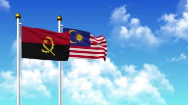 Kutupta alfa kanalı dahil ANGOLA ve MALAYSIA bayrakları dalgalanıyor