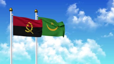 Kutupta alfa kanalı dahil ANGOLA ve MAURITANIA bayrakları sallanıyor
