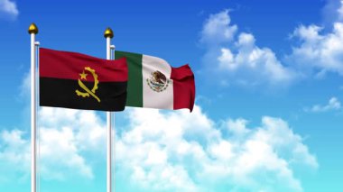 Kutupta alfa kanalı dahil ANGOLA ve MEXICO bayrakları dalgalanıyor