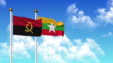 Direkte ANGOLA ve Myanmar 'ın bayrakları dalgalanırken alfa kanalı da dahil