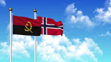 Kutuptaki ANGOLA ve NORway bayrakları alfa kanalı ile birlikte sallanıyor