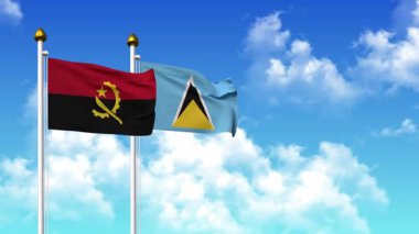 Direkte ANGOLA ve SAINT LUCIA bayrakları dalgalanıyor alfa kanalı da dahil