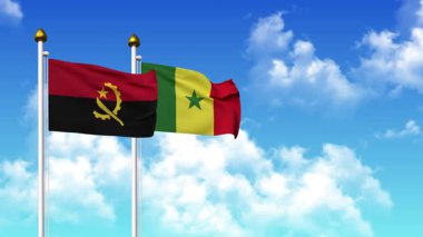 Kutuptaki ANGOLA ve SENEGAL bayrakları alfa kanalı ile birlikte sallanıyor