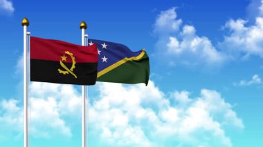 Kutuptaki ANGOLA ve SOLOMON adalarının bayrakları alfa kanalı ile birlikte sallanıyor
