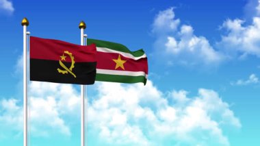 Kutupta alfa kanalıyla birlikte ANGOLA ve SURINAME bayrakları dalgalanıyor