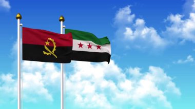 Alfa kanalı da dahil olmak üzere kutupta ANGOLA ve SYRIA bayrakları dalgalanıyor