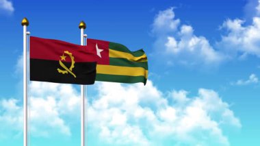 Kutuptaki ANGOLA ve TOGO bayrakları alfa kanalı ile birlikte sallanıyor
