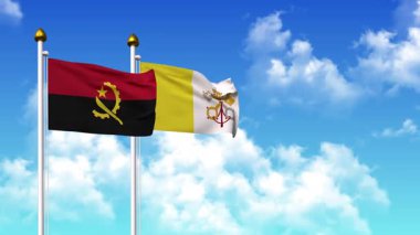Kutuptaki ANGOLA ve VATICAN bayrakları alfa kanalı ile birlikte sallanıyor