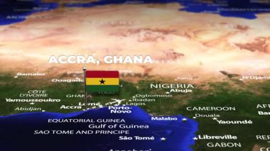 Accra GHANA 'dan Ashgabat Türkmenistan' a bayrak iğneleriyle uçuş