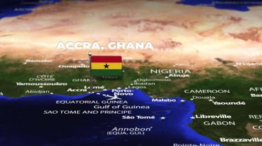 Accra GHANA 'dan Antananarivo MADAGASCAR' a bayrak iğneli uçuş