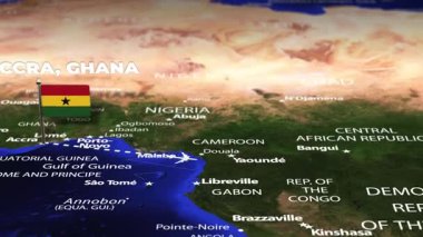 Accra GHANA 'dan Auckland' a bayrak iğneleriyle uçuş