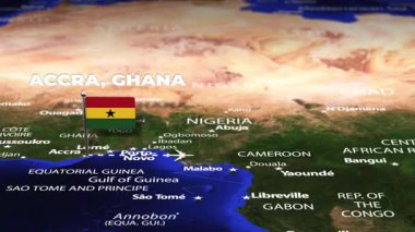 Accra GHANA 'dan Bandar Seri Begawan' a bayrak rozetleriyle uçuş