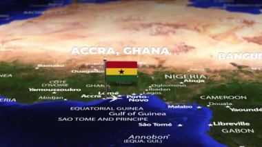 Accra GHANA 'dan Bangui Orta Afrika Cumhuriyeti' ne bayrak rozetleriyle uçuş