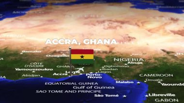 Accra GHANA 'dan Bükreş' e bayrak iğneleriyle uçuş