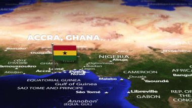Accra GHANA 'dan Colombo SRI LANKA' ya bayrak iğneli uçuş