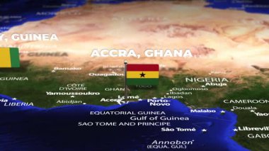 Accra GHANA 'dan Conakry Guinea' ya bayrak iğneli uçuş
