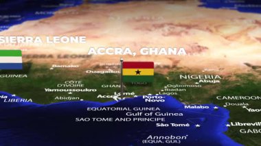 Accra GHANA 'dan Freetown SIERRA LEone' ye bayrak iğneli uçuş