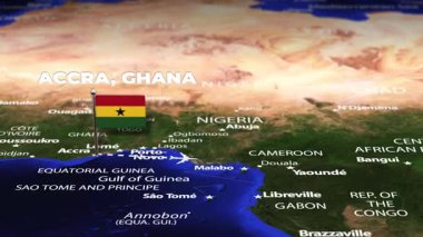 Accra GHANA 'dan Jakarta INDONEZYA' ya bayrak iğneli uçuş