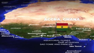 Accra GHANA 'dan Kingston JAMAICA' ya bayrak iğneleriyle uçuş
