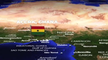 Accra GHANA 'dan Mumbai Hindistan' a bayrak iğneli uçuş.