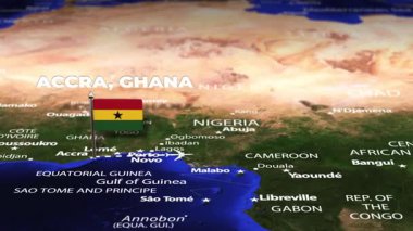 Accra GHANA 'dan Phnom Penh CAMBODIA' ya bayrak iğneli uçuş