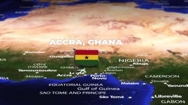 Accra GHANA 'dan Podgorica' ya bayrak iğneleriyle uçuş