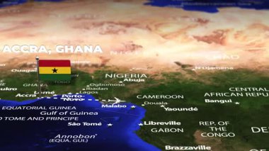 Accra GHANA 'dan Port Moresby PAPUA' ya Yeni Guinea 'ya bayrak iğneli uçuş