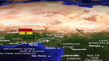 Accra GHANA 'dan Pyongyang' a Kuzey Kore 'ye bayrak iğneleriyle uçuş