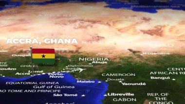 Accra GHANA 'dan Seoul Güney Kore' ye bayrak iğneli uçuş