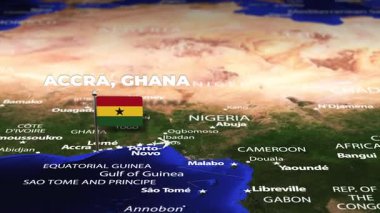 Accra GHANA 'dan Thimphu BHUTAN' a bayrak iğneli uçuş
