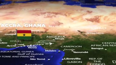 Accra GHANA 'dan Tokyo' ya bayrak iğneleriyle uçuş