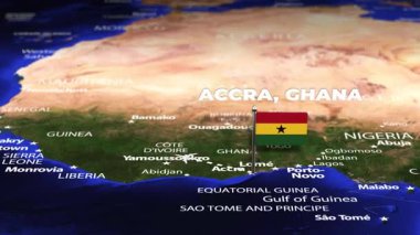 Accra GHANA 'dan Toronto Kanada' ya bayrak iğneleriyle uçuş