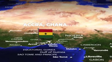 Accra GHANA 'dan YEREVAN ARMENIA' ya bayrak iğneleriyle uçuş