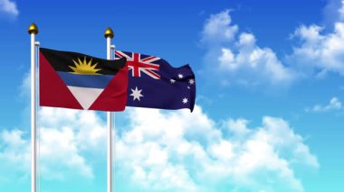 Kutupta alfa kanalıyla birlikte ANTIGUA, BARBUDA ve AUSTRALIA bayrakları sallanıyor