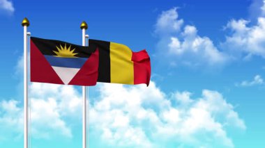 AnTIGUA ve BARBUDA 'nın bayrakları alfa kanalı ile birlikte kutupta sallanıyor.