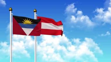 Kutupta alfa kanalı da dahil olmak üzere ANTIGUA, BARBUDA ve ARGENTINA bayrakları dalgalanıyor