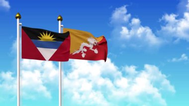 Kutupta alfa kanalı da dahil olmak üzere ANTIGUA, BARBUDA ve ARGENTINA bayrakları dalgalanıyor