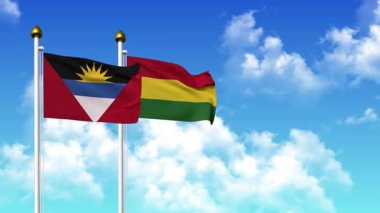 Kutupta alfa kanalı da dahil olmak üzere ANTIGUA, BARBUDA ve ARGENTINA bayrakları dalgalanıyor