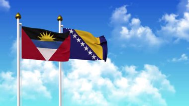 Kutupta alfa kanalı da dahil olmak üzere ANTIGUA, BARBUDA ve ARGENTINA bayrakları dalgalanıyor