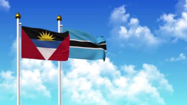 Kutupta alfa kanalı da dahil olmak üzere ANTIGUA, BARBUDA ve ARGENTINA bayrakları dalgalanıyor