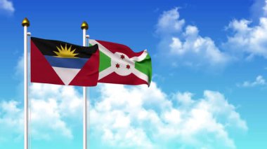 Kutupta alfa kanalı da dahil olmak üzere ANTIGUA, BARBUDA ve ARGENTINA bayrakları dalgalanıyor