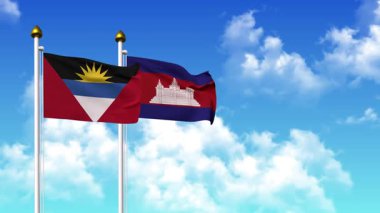 Kutupta alfa kanalı da dahil olmak üzere ANTIGUA, BARBUDA ve ARGENTINA bayrakları dalgalanıyor